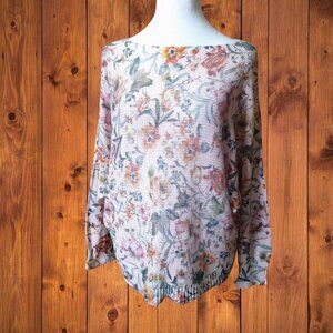 Luisa Ricci Size Small Women's Dolman Sleeve Boatneck Sweater Pink Floral Print